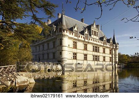 Stock Image - Loire-Château of Azay-le-Rideau, Renaissance, France, Europe. Fotosearch