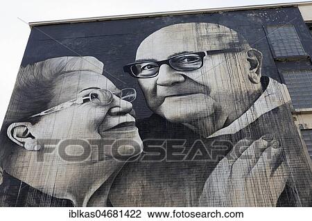 Loving couple of seniors, Mural by British street artist Ben Slow, The Crystal Ship Festival 2018, Ostend, West Flanders, Belgium, Europe View Large Photo Image Stock Image - Loving couple of seniors, Mural by British street artist Ben Slow, The Crystal Ship Festival 2018, Ostend, West Flanders, Belgium, Europe. Fotosearch