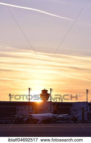 Lufthansa, Airbus, A350-900 with Tower and Terminal 2 at sunset, Munich Airport, Upper Bavaria, Bavaria, Germany, Europe View Large Photo Image Stock Photo - Lufthansa, Airbus, A350-900 with Tower and Terminal 2 at sunset, Munich Airport, Upper Bavaria, Bavaria, Germany, Europe. Fotosearch
