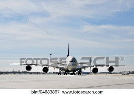 Lufthansa, Airbus, A380-800, frontal, rolling, Munich Airport, Upper Bavaria, Bavaria, Germany, Europe View Large Photo Image Stock Photo - Lufthansa, Airbus, A380-800, frontal, rolling, Munich Airport, Upper Bavaria, Bavaria, Germany, Europe. Fotosearch