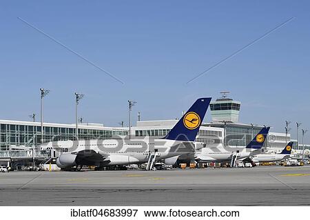 Lufthansa, Airbus, A380-800, Terminal 2, Munich Airport, Upper Bavaria, Bavaria, Germany, Europe View Large Photo Image Stock Photo - Lufthansa, Airbus, A380-800, Terminal 2, Munich Airport, Upper Bavaria, Bavaria, Germany, Europe. Fotosearch