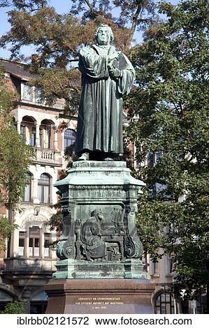 Stock Image - Luther Memorial, Karlsplatz square, Eisenach, Thuringia, Germany, Europe, PublicGround, Europe. Fotosearch