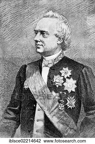 Stock Image - M. Walthere Frere-Orban, 1812 - 1896, Belgian statesman, historical woodcut, circa 1888. Fotosearch