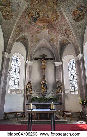 Main altar with ceiling frescoes, Church St. Laurentius, Holzkirchen, Upper Bavaria, Bavaria, Germany, Europe View Large Photo Image Stock Image - Main altar with ceiling frescoes, Church St. Laurentius, Holzkirchen, Upper Bavaria, Bavaria, Germany, Europe. Fotosearch