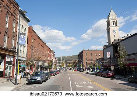 Main street in the historic town centre with a steeple, Montpelier, Vermont, New England, USA, North America View Large Photo Image Stock Photo - Main street in the historic town centre with a steeple, Montpelier, Vermont, New England, USA, North America. Fotosearch