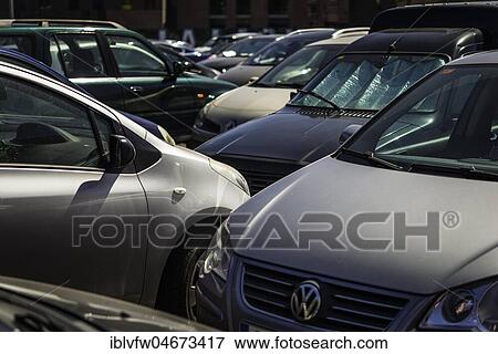 Many cars close in line on a parking lot, San Cristóbal de La Laguna, Tenerife, Canary Islands, Canary Islands, Spain, Europe View Large Photo Image Stock Photo - Many cars close in line on a parking lot, San Cristóbal de La Laguna, Tenerife, Canary Islands, Canary Islands, Spain, Europe. Fotosearch