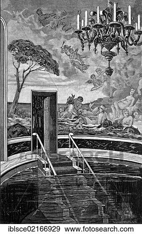 Marble pool of King Ludwig II of Bavaria in Schloss Herrenwoerth Castle, today the Neue Schloss Herrenchiemsee Castle, Lake Chiemsee, Bavaria, Germany, historical wood engraving, 1886, Europe View Large Photo Image Stock Photo - Marble pool of King Ludwig II of Bavaria in Schloss Herrenwoerth Castle, today the Neue Schloss Herrenchiemsee Castle, Lake Chiemsee, Bavaria, Germany, historical wood engraving, 1886, Europe. Fotosearch