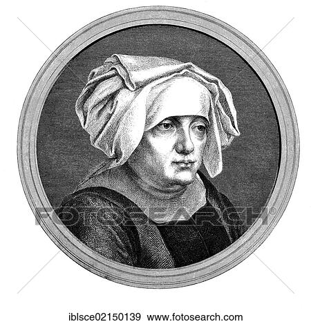 Stock Photo - Margarethe Luther, née Lindemann, 1459 - 1531, mother of Martin Luther, historical woodcut, circa 1870. Fotosearch