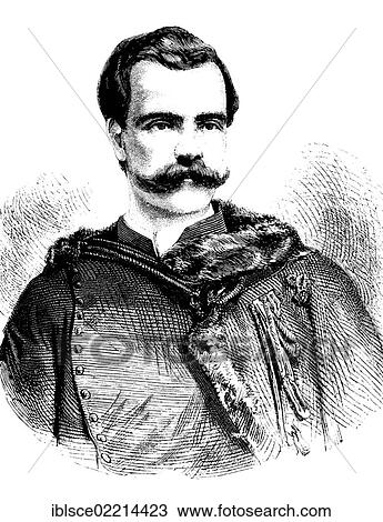 Stock Image - Marian Langiewicz, 1827 - 1887, a Polish independence fighter, was a dictator for a short time during the January Uprising in 1863, historical wood engraving, circa 1888. Fotosearch