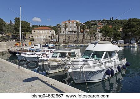 Marina, Lopud Island, Elaphite Islands, Dalmatia, Croatia, Europe View Large Photo Image Stock Photo - Marina, Lopud Island, Elaphite Islands, Dalmatia, Croatia, Europe. Fotosearch