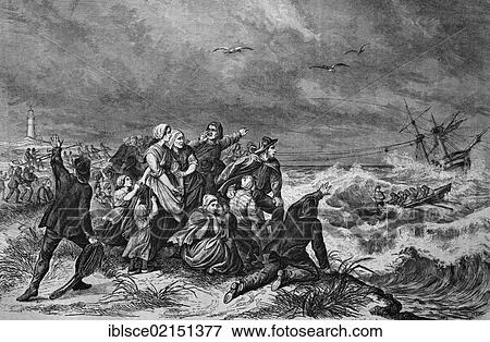 Maritime rescue of shipwrecked people with a rocket apparatus, historical engraving, 1869 View Large Photo Image Stock Photo - Maritime rescue of shipwrecked people with a rocket apparatus, historical engraving, 1869. Fotosearch
