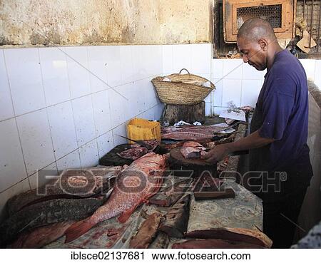 Stock Image - Market hall in Stone Town, Zanzibar, Tanzania, Africa. Fotosearch