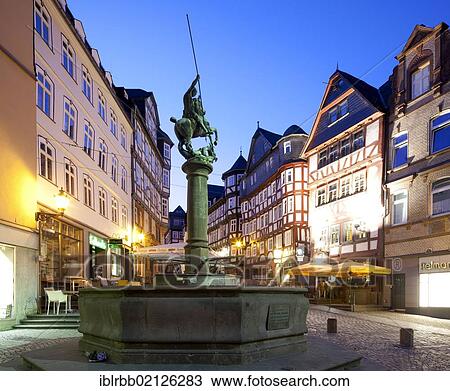 Market well, half-timbered houses in the historic town centre of Marburg, Hesse, Germany, Europe, PublicGround, Europe View Large Photo Image Stock Image - Market well, half-timbered houses in the historic town centre of Marburg, Hesse, Germany, Europe, PublicGround, Europe. Fotosearch