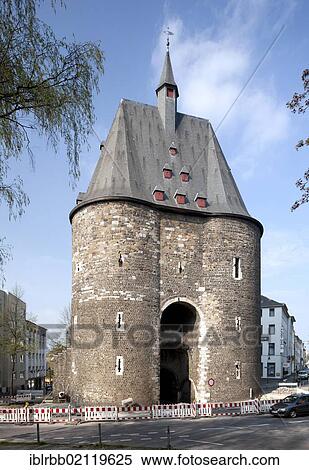 Stock Photography - Marschiertor, medieval city gate, Aachen, North Rhine-Westphalia, Germany, Europe, PublicGround, Europe. Fotosearch