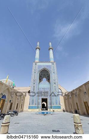 Stock Image - Masjed-e Jameh mosque or Friday mosque, Yazd, Iran, Asia. Fotosearch