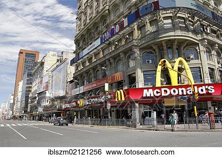 Stock Photograph - McDonald, Carlos Pellegrini and Avenida 9 de Julio, Buenos Aires, Argentina, South America. Fotosearch