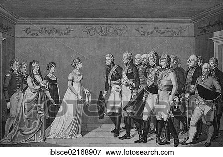 Meeting of Queen Luise with the Emperor Alexander I on 10. 11. 1802, historical engraving, 1883 View Large Photo Image Stock Photo - Meeting of Queen Luise with the Emperor Alexander I on 10. 11. 1802, historical engraving, 1883. Fotosearch