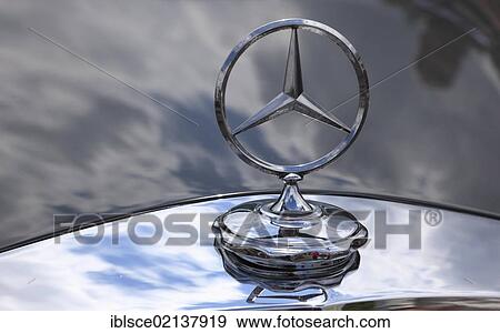 Mercedes star on a vintage car View Large Photo Image Stock Photo - Mercedes star on a vintage car. Fotosearch