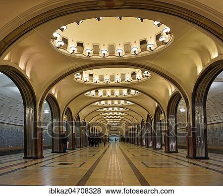 Stock Photo - Metro station Mayakowskaya, Moscow, Russia, Europe. Fotosearch