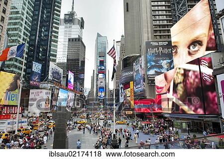 Metropolis, high-rise buildings and bright neon advertising signs, intersection of Broadway and 7th Avenue, pedestrian zone, Times Square, Midtown, Manhattan, New York City, USA, North America, America, North America View Large Photo Image Stock Photo - Metropolis, high-rise buildings and bright neon advertising signs, intersection of Broadway and 7th Avenue, pedestrian zone, Times Square, Midtown, Manhattan, New York City, USA, North America, America, North America. Fotosearch
