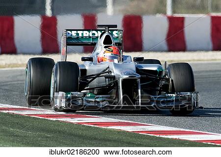 Stock Image - Michael Schumacher, GER, Mercedes AMG-Mercedes W03 F1, during the Formula 1 testing sessions, 21. -24. 2. 2012, at the Circuit de Catalunya in Barcelona, Spain, Europe. Fotosearch