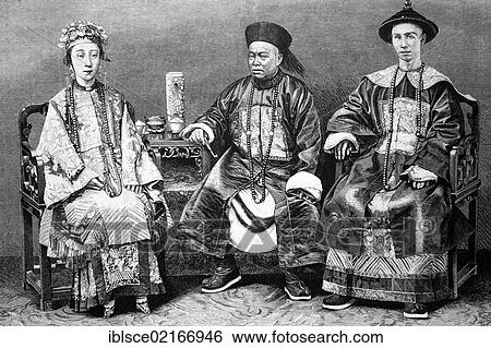 Military and civil Mandarin men beside a Mandarin woman in Imperial China, historical wood engraving, 1886 View Large Photo Image Stock Photograph - Military and civil Mandarin men beside a Mandarin woman in Imperial China, historical wood engraving, 1886. Fotosearch