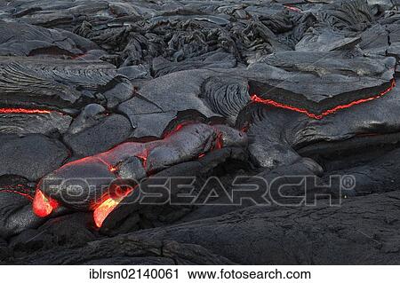 Molten pahoehoe type lava flowing from a crack in the East Rift Zone towards the sea, lava field of the Kilauea shield volcano, Hawai'i Volcanoes National Park, Kalapana, Hawai'i, USA, North America View Large Photo Image Stock Image - Molten pahoehoe type lava flowing from a crack in the East Rift Zone towards the sea, lava field of the Kilauea shield volcano, Hawai'i Volcanoes National Park, Kalapana, Hawai'i, USA, North America. Fotosearch