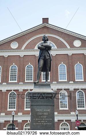 Monument to Samuel Adams, a fighter for Independence, in front of Faneuil Hall, Quincy Market, Boston, Massachusetts, New England, USA, North America View Large Photo Image Stock Photograph - Monument to Samuel Adams, a fighter for Independence, in front of Faneuil Hall, Quincy Market, Boston, Massachusetts, New England, USA, North America. Fotosearch