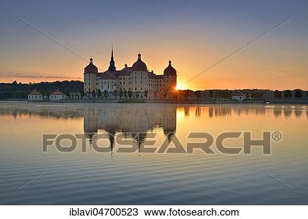 Moritzburg Castle, Augustus the Strong's hunting lodge, water reflection in the lake, sunrise, Saxony, Germany, Europe View Large Photo Image Stock Image - Moritzburg Castle, Augustus the Strong's hunting lodge, water reflection in the lake, sunrise, Saxony, Germany, Europe. Fotosearch