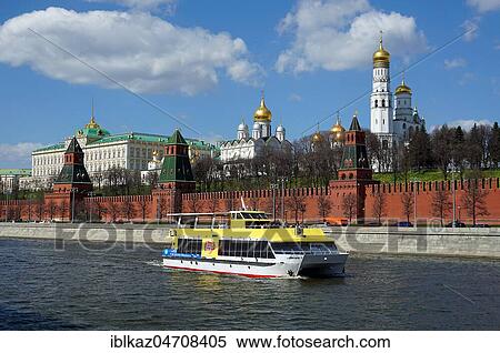 Stock Photography - Moscow Kremlin with Great Kremlin Palace, Cathedral of the Assumption, Archangel Michael Cathedral and Ivan the Great Bell Tower, Moscow Kremlin, Moscow, Russia, Europe. Fotosearch