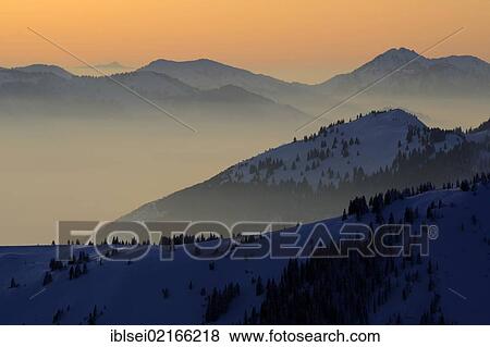Mountain peaks with a sea of fog at sunset, Pfronten, Allgaeu, Bavaria, Germany, Europe View Large Photo Image Stock Photo - Mountain peaks with a sea of fog at sunset, Pfronten, Allgaeu, Bavaria, Germany, Europe. Fotosearch