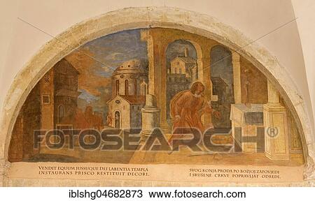 Stock Image - Mural, Franciscan Monastery, Old Town, Dubrovnik, Croatia, Europe. Fotosearch