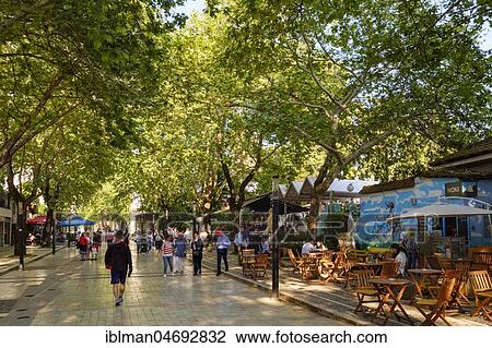 Stock Image - Murat Toptani, pedestrian area, Tirana, Tiranë, Albania, Europe. Fotosearch