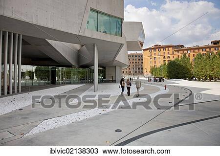Stock Image - Museo Nazionale delle Arti del XXI secolo, National Museum of the Art of the XXI Century, known as MAXXI, Rome, Italy, Europe. Fotosearch