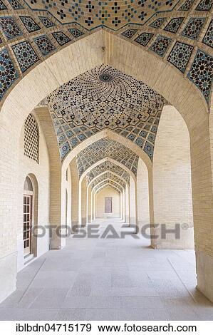 Stock Photo - Nasir-ol-molk Mosque, pink mosque, Shiraz, Iran, Asia. Fotosearch