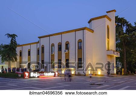 National Theatre at dusk, City Centre, Tirana, Albania, Europe View Large Photo Image Stock Photograph - National Theatre at dusk, City Centre, Tirana, Albania, Europe. Fotosearch