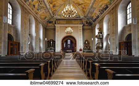 Nave with choir, chancel, ceiling painting by Emil Wachter, St. Martin's Church, oldest building in the city of Ettlingen, Baden-Württemberg, Germany, Europe View Large Photo Image Picture - Nave with choir, chancel, ceiling painting by Emil Wachter, St. Martin's Church, oldest building in the city of Ettlingen, Baden-Württemberg, Germany, Europe. Fotosearch