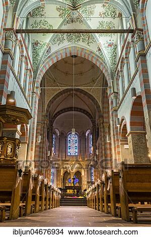Nave with choir, Simultaneous Church of Saint Nicholas, former Benedictine Abbey Brauweiler, Pulheim, Rhineland, North Rhine-Westphalia, Germany, Europe View Large Photo Image Picture - Nave with choir, Simultaneous Church of Saint Nicholas, former Benedictine Abbey Brauweiler, Pulheim, Rhineland, North Rhine-Westphalia, Germany, Europe. Fotosearch