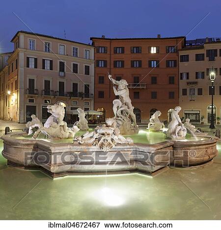 Neptune Fountain, Fontana del Nettuno, Piazza Navona, Rome, Lazio, Italy, Europe View Large Photo Image Stock Photo - Neptune Fountain, Fontana del Nettuno, Piazza Navona, Rome, Lazio, Italy, Europe. Fotosearch