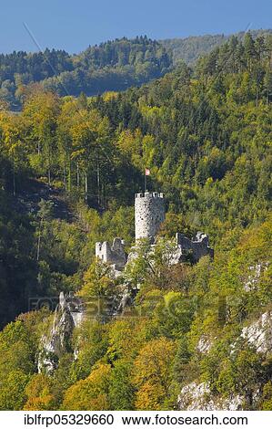 Stock Image - Neu-Falkenstein Ruin, Thal Regional nature park Park, Solothurn, Switzerland, Europe. Fotosearch
