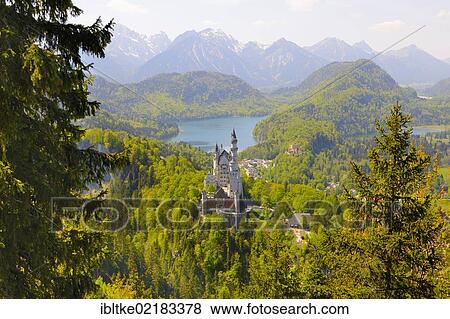 Neuschwanstein Castle, near Fuessen, Ostallgaeu district, Allgaeu, Bavaria, Germany, Europe View Large Photo Image Stock Photo - Neuschwanstein Castle, near Fuessen, Ostallgaeu district, Allgaeu, Bavaria, Germany, Europe. Fotosearch