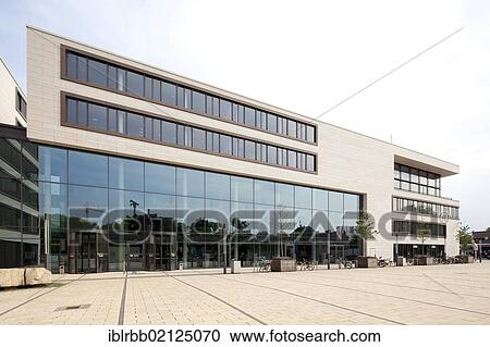 Stock Image - New City Hall, Giessen, Hesse, Germany, Europe, PublicGround, Europe. Fotosearch