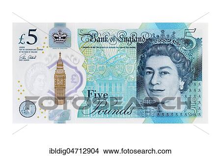 New five pound note, Queen Elizabeth portrait, United Kingdom, cut out, Europe View Large Photo Image Picture - New five pound note, Queen Elizabeth portrait, United Kingdom, cut out, Europe. Fotosearch