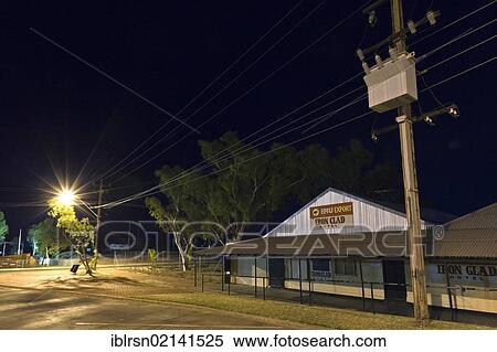 Night view of the small town of Marble Bar with the Iron Clad Hotel, built from corrugated iron in the 1890s, in Western Australia's outback, Western Australia, Australia, Oceania View Large Photo Image Stock Photography - Night view of the small town of Marble Bar with the Iron Clad Hotel, built from corrugated iron in the 1890s, in Western Australia's outback, Western Australia, Australia, Oceania. Fotosearch