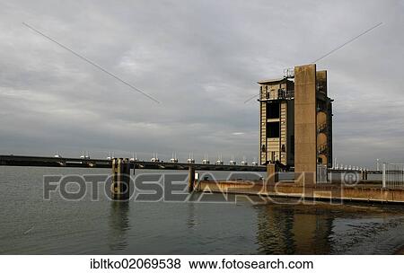 Stock Photo - North Sea Road, Oosterscheldekering N57, Kamperland, Zeeland, Holland, Netherlands, Europe. Fotosearch
