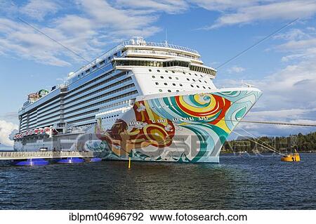 Stock Image - Norwegian Getaway cruise ship moored in the port of Stockholm, Baltic Sea, Sweden, Europe. Fotosearch