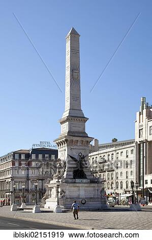 Obelisk on Praca dos Restauradores square in the historic district of Rossio in Lisbon, Portugal, Europe View Large Photo Image Stock Photo - Obelisk on Praca dos Restauradores square in the historic district of Rossio in Lisbon, Portugal, Europe. Fotosearch