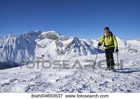 Obernberger Tribulaun in winter with snowshoe hiker, Obernberg, Tyrol, Austria, Europe View Large Photo Image Stock Photo - Obernberger Tribulaun in winter with snowshoe hiker, Obernberg, Tyrol, Austria, Europe. Fotosearch