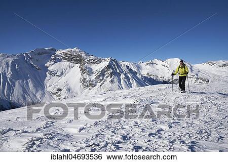 Obernberger Tribulaun in winter with snowshoe hiker, Obernberg, Tyrol, Austria, Europe View Large Photo Image Stock Photograph - Obernberger Tribulaun in winter with snowshoe hiker, Obernberg, Tyrol, Austria, Europe. Fotosearch