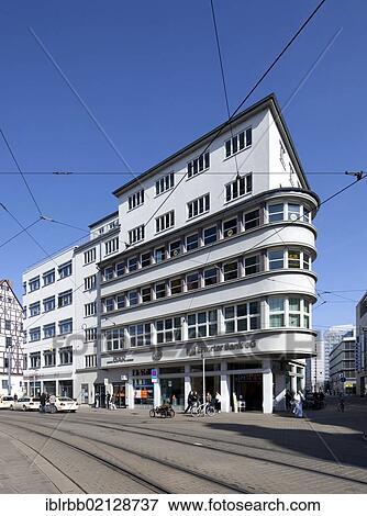 Stock Photo - Office and commercial building, Kraempferstrasse, built in the style of the New Objectivity, Erfurt, Thuringia, Germany, Europe, PublicGround, Europe. Fotosearch